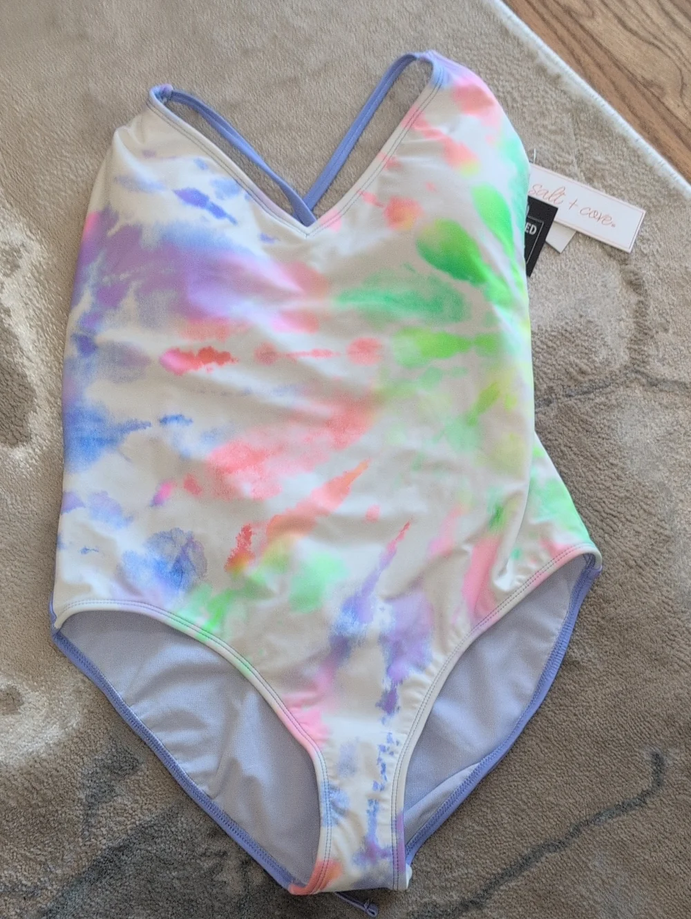 Salt & Cove Size L Pastel Tie-Dye One-Piece Swimsuit NWT